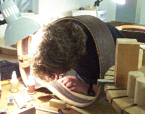 student in hands-on guitar making class